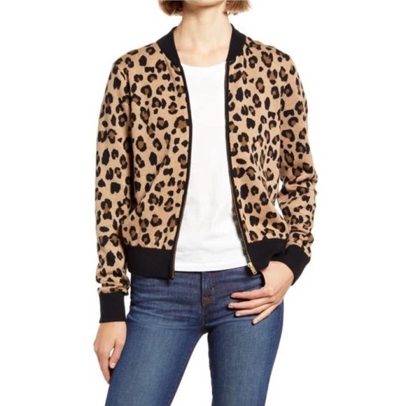 J. Crew Leopard Bomber Sweater
Jacket • X-Small • Full-zip • New - Picture 1 of 6